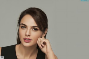 A woman in a black dress posing for a picture.