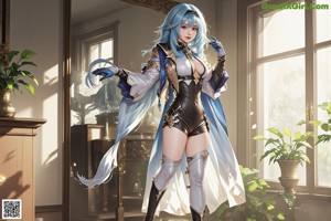 a sexy anime girl with big tits posing for the camera