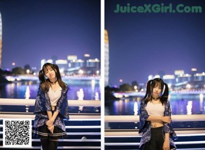 A young girl with a black shirt is posing for a picture.